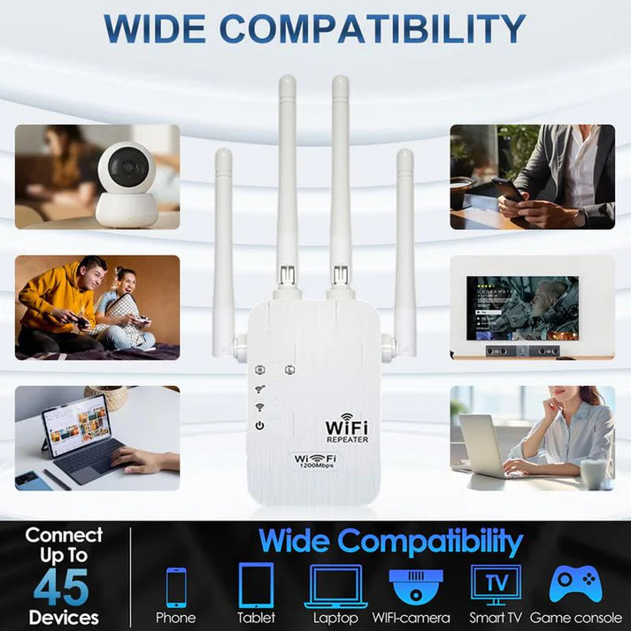 xtensor WiFi de doble banda de 1200 Mbps (5 GHz/2,4 GHz) que cubre 10 000 pies cuadrados y 50 dispositivos
