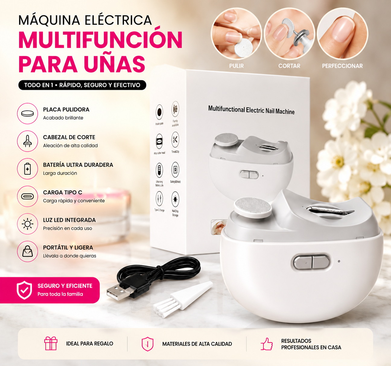 Cortauñas eléctrico multifuncional
