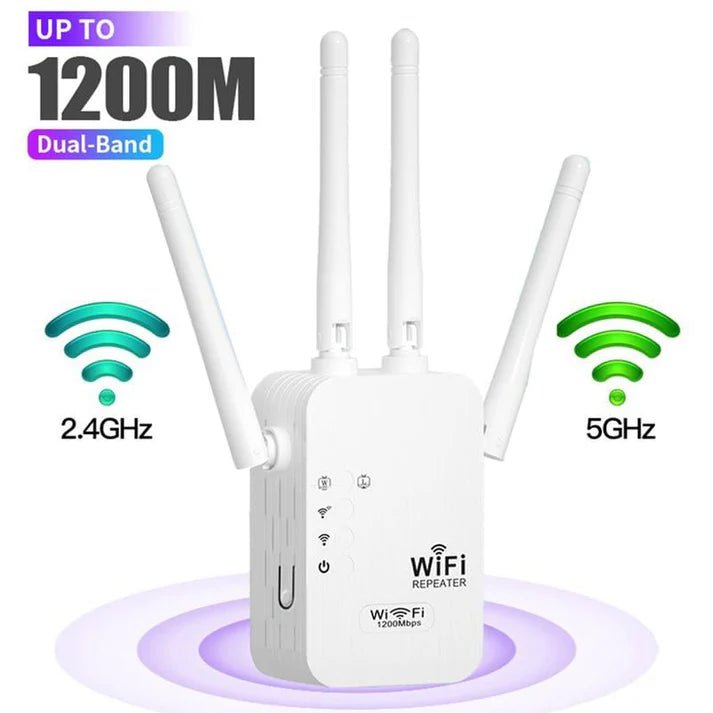 xtensor WiFi de doble banda de 1200 Mbps (5 GHz/2,4 GHz) que cubre 10 000 pies cuadrados y 50 dispositivos
